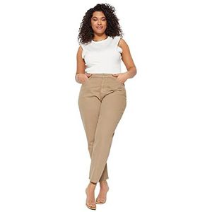 Trendyol Dames Gerade Hohe Taille Plus-Size-Jeans, Nerts, 42 grote maten