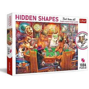 Trefl-Puzzel Hidden Shapes: Game Nacht-1000 + 86 stukjes-Vind Puzzels met Verborgen Vormen, Voor Hondenliefhebbers, Creatieve Ontspanning, Plezier voor Volwassenen en Kinderen vanaf 12 jaar