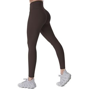 Sunzel Trainingslegging voor dames, squat-proof yogabroek met hoge taille, 4-weg stretch, boterzacht, Seal Bruin, L