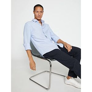 Koton Heren Basic Hemd Langarm Shirt, Licht Indigo (600), XL