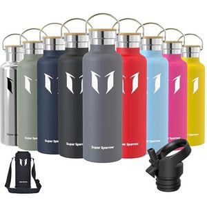 Super Sparrow Drinkfles - 750ml - RVS Waterfles met Herbruikbaar Rietje (2 Doppen), Lekvrij en Vacuüm-Geïsoleerd, BPA-vrij – Ideaal voor Sport & Outdoor