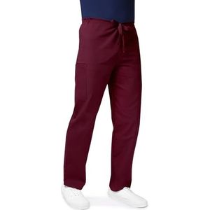 Adar Universele uniseks Scrubs - Scrubbroek met taps toelopende pijpen met trekkoord - 504 - Burgund - XXS