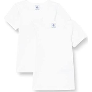 Petit Bateau - Set van 2 T-shirts met korte mouwen, voor meisjes, katoen, voor meisjes, Wit, 5 Jaren