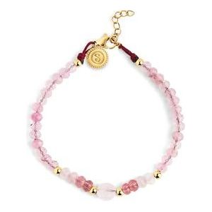SINGULARU - Amulet Rose Quartz Armband. Staal met 18Kt Goud Plating en Natuurlijke Stenen. Sieraden voor Vrouwen