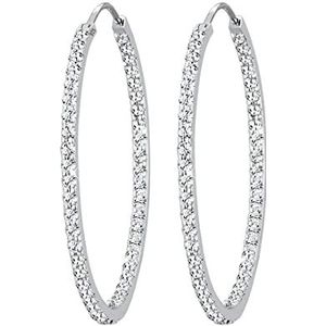 Elli Premium Premium oorbellen voor dames, creolen met kristallen, Eén maat, Sterling zilver, kristal