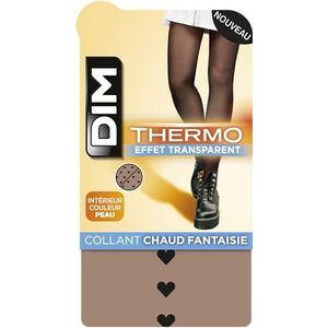DIM Dames – warme en transparante thermopanty x1 | illusie-huideffect | binnenkant fleece | recyclebaar met terracycle, Zwart hart, S-M
