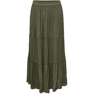 ONLY Vrouwelijke rok, middelhoge taille, lange rok, groen, S
