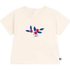 Petit Bateau Baby T-shirt van katoen met lange mouwen, hartmotief, Milk/Multico, 12 Maanden