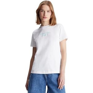 Calvin Klein Jeans Gestapelde institutionele Reg Tee S/S T-shirts voor dames, Helder Wit, 3XL grote maten