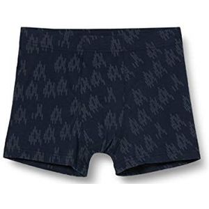 Sanetta Hipshort voor jongens in een Shadow Blue camouflage-achtige alloverprint, blauw, 128 cm