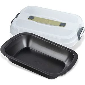 Zenker Bake, Click & Go Dessert- en ovenschaal met kap, 34 x 24,5 x 8 cm, bakvorm met bijpassend deksel voor direct transport, taartvorm voor bakken en transporteren