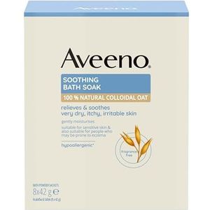 Aveeno Kalmerende badweek, met 100 procent natuurlijke colloïdale haver, geschikte gevoelige huid, verlicht en kalmeert zeer droge, jeukende en prikkelbare huid, 8 x 42 g