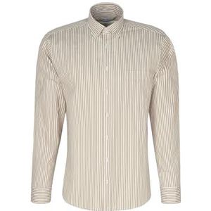 Seidensticker Casual overhemd voor heren, regular fit, gemakkelijk te strijken, button-down-kraag, lange mouwen, 100% katoen, bruin, 40
