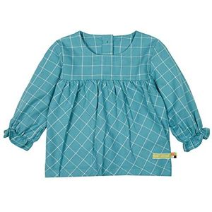 loud + proud Karo voor meisjes, GOTS-gecertificeerde blouse, Topaz, 98/104