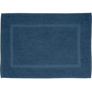 WENKO Badstof douchemat Paradise in donkerblauw, bijzonder absorberende en onderhoudsvriendelijke badmat in zware kwaliteit, zachte badmat van 100% katoen, wasbaar & geschikt voor droger, 50 × 70 cm