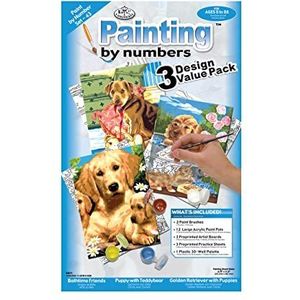 Royal & Langnickel - Schilderen op nummer honden puppy's, set van 3, inclusief kleuren en penselen, voor volwassenen en kinderen vanaf 8 jaar