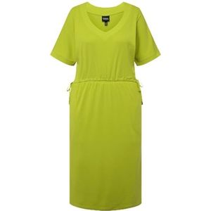 Ulla Popken, Dames grote maten, jurk met trekkoord, A-lijn, groen, 42/44 NL