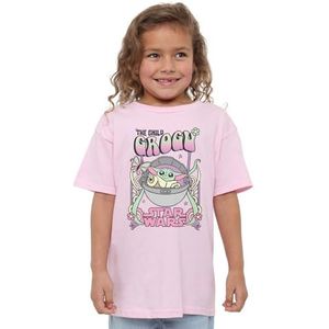 mandarin creative ltd Star Wars Hippie Grogu Girls T-shirt, roze, 9-10 jaar meisjes, Roze, 9-10 Jaren