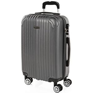 ITACA - Stijve Cabine Suitcase 20 Klein Reis Koffer met Wielen - ABS Hand Koffer 55x40x20 met Telescoopsteel - Lichtgewicht Cabin Max Hanbagage Luggage met TSA-cijferslot - Carry on Suitcas, Antraciet