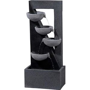 dobar® 96190e Vulcanus Design Tuinfontein, groot, 4 schalen, led-verlichting, outdoor waterval, polyhars, waterspel, kunststeen, fontein voor tuin/terras/balkon, 40 x 25 x 91,5 cm