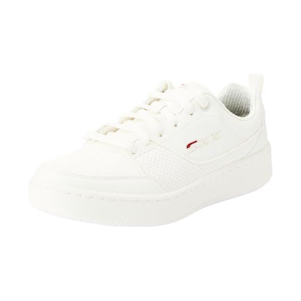 Skechers Heren Sport Court 92 Ottoman Sneakers, wit Duraleather, 6 UK, Witte Duraleather, 39.5 EU