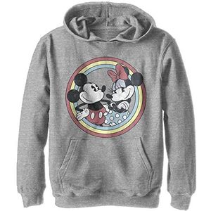 Disney Characters Mickey Minnie Circle Boy's Hooded Pullover Fleece, Athletic Heather, Small, Athletic Heather, S