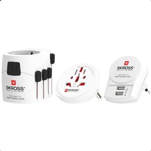 SKROSS | 1.302521 | PRO+ USB (2xA) | Universele reisadapter + USB (2xA) 2,4A - Spanning en vermogen: 100V – 250V / 1750 W - Bescherming tegen elektrische schokken