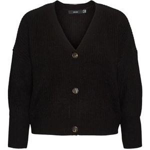 Vero Moda Dames Vmlea Ls V-hals Cuff Cardigan Noos Curve Sweater, Zwart, M