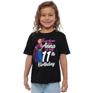 mandarin creative ltd Frozen Fearless Like Anna 11e verjaardag meisjes T-shirt, zwart, 3-4 jaar, Zwart, 3-4 jaar