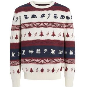 Jack & Jones Heren kersttrui jjxmas snowball wit/rood/blauw