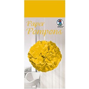 Ursus 27010014 papieren pompons goudgeel, zijdepapier 20 g/m², ca. 50 x 70 cm, 10 vellen in één kleur, inclusief knutselhandleiding, ideale decoratie voor elk feest