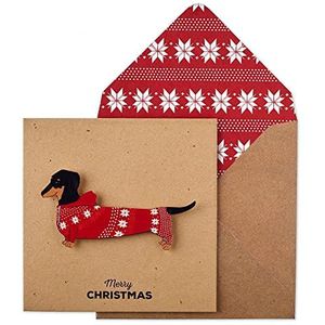 Tache Premium handgemaakte teckel in kerst onesie kaart