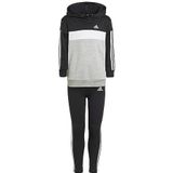 Adidas, Essentials 3-Stripes Tiberio, jumpsuit, Top: Black/White/Medium Grey Heather Bottom: Black/White, 5/6A, Meisje