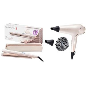 Remington PROluxe stijltang (ontkrullen in één beweging, keramiek, etui) S9100 stijltang & Remington Föhn PROluxe (2400 Watt, Professionele AC-Motor, Coolshot) Hair Dryer AC9140