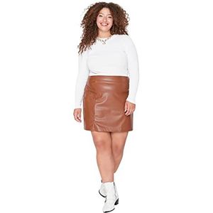 TRENDYOL Mini-potloodrok voor dames, groot, van skirt-stof, bruin, 52, Braun