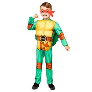 Amscan - Kinderkostuum tienermutant Ninja Turtles, overall, gevoerde pantser, muts, 4 oogmaskers, superhelden, TMNT, schildpad, themafeest, carnaval