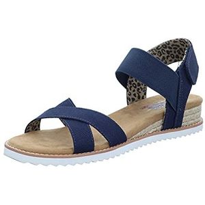 Skechers BOBS Desert Kiss-Secret Picknick Flat Sandaal voor dames, Navy Linnen, 39 EU