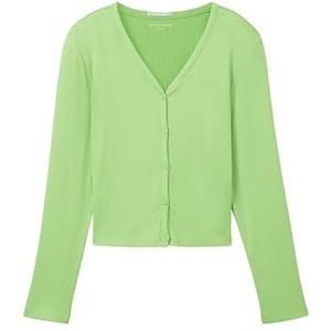 TOM TAILOR Meisjes T-shirt jas met geribbelde structuur, 12318, liquid lime green, 128 cm