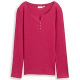Tom Tailor - Henleyshirt - Dark Pink - Met Omslagmouwen