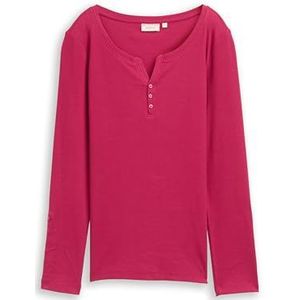 Tom Tailor - Henleyshirt - Dark Pink - Met Omslagmouwen