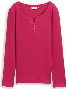 Tom Tailor - Henleyshirt - Dark Pink - Met Omslagmouwen