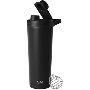 Simple Modern Roestvrijstalen shakerfles met bal 24 oz | Metalen geïsoleerde beker voor eiwitmixen, shakes en pre workout | Rally Collectie | 710ml | Midnight Black
