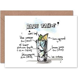 Wee Blue Coo Verjaardagskaart, motief: Tahoe, Cocktail, blanco, blauw