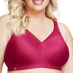 Glamorise Vrouwen volledige figuur MagicLift naadloze draadloze sport beha, Robijn Rood, 85B