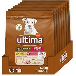 Ultima Kleine maat Senior kip – kroketten voor honden – verpakking van 8 x 800 g – totaal 6,4 kg
