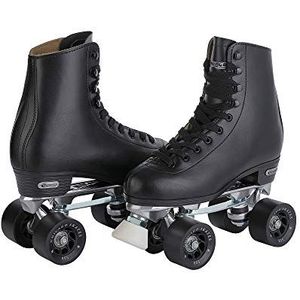 Chicago Skates Heren Premium Lederen Gevoerde Rink Rolschaatsen - Klassieke Zwarte Quad Skates - Maat 6