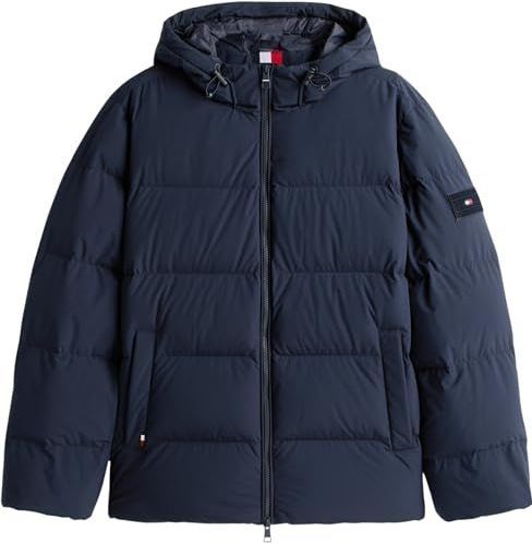 Tommy Hilfiger Heren DOWN HOODED PUFFER JKT MW0MW40616 Andere jassen, blauw, S, Blauw (Woestijnhemel), S