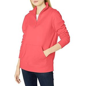 Amazon Essentials Dames lange mouwen lichtgewicht Franse Terry Fleece Quarter-Zip Top, koraal, XS