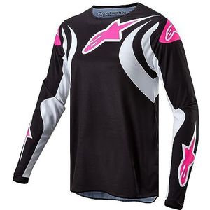 Alpinestars MX Crossshirt Stella Fluid Jersey 2024 Motocross Shirt voor vrouwen, Zwart Wit, L