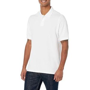 Amazon Essentials Men's Poloshirt van piqué-katoen met normale pasvorm (verkrijgbaar in grote en lange maten), Wit, XS
